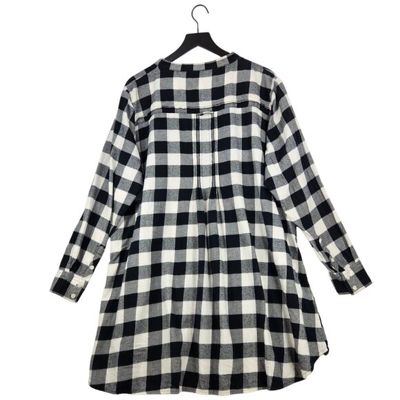 Vintage Wrangler Flannel Tunic Dress Babydoll 3XL Buffalo Plaid Crochet Western - Picture 4 of 13